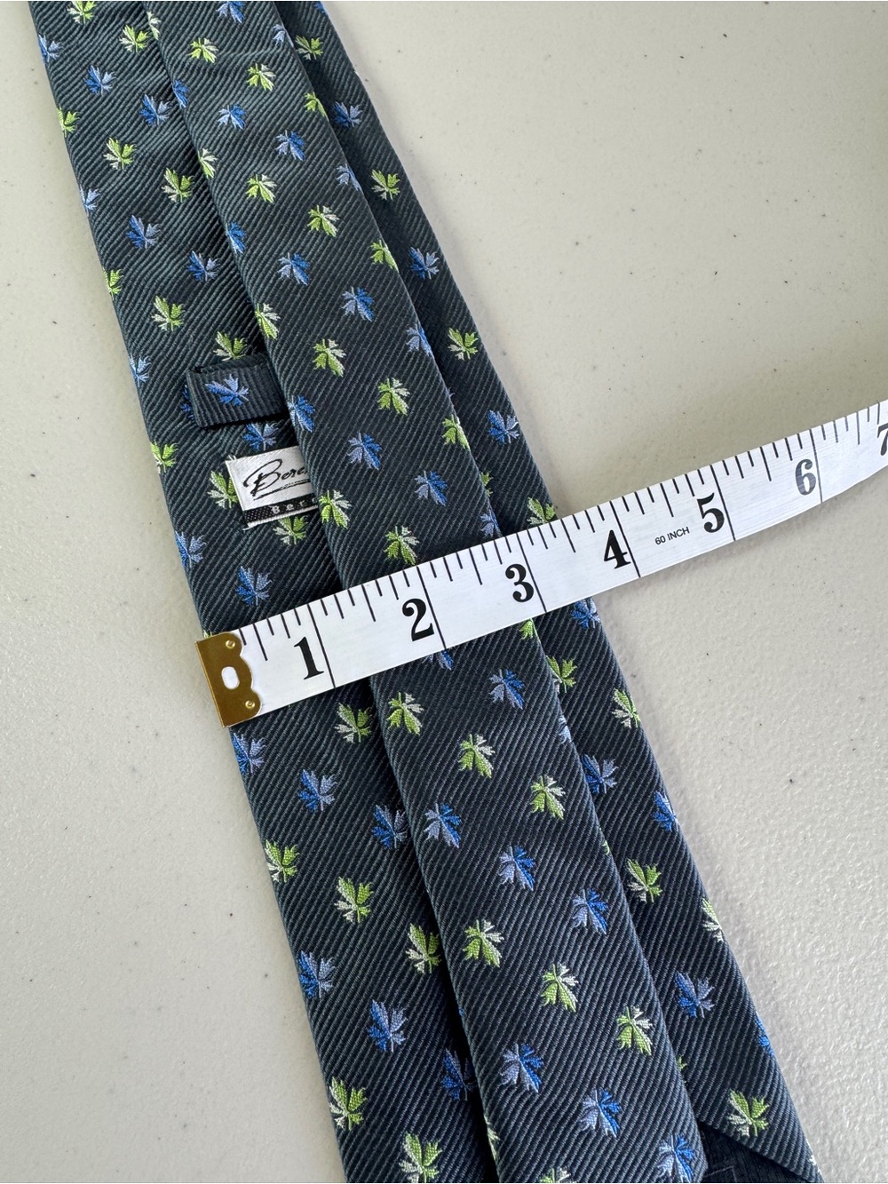 Berend Dewitt 100% Silk Necktie 5 Fingers Leaf Print German Designer Luxury Tie - Picture 5 of 12